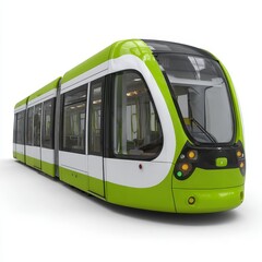 Autonomous driverless bus isolated on white background, cut out for smart transport, urban mobility and future transit design