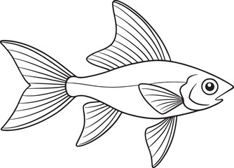 Swordtail fish elegant line art drawing perfect for aquatic kids books and sea life coloring materials