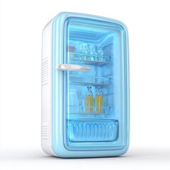 Modern refrigerator isolated on white background, cut out for kitchen appliance design and product presentation