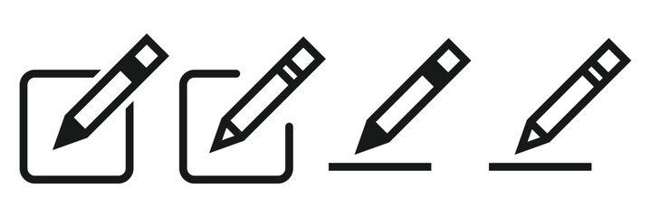 Edit icon logo design. edit document sign and symbol. Edit text. edit pen icon, create modify pen sign button, Pencil icon,  editing text file document.  Business concept note edit pictogram. EPS 10. 