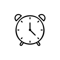 Outline a vintage alarm clock with two bells on top retro