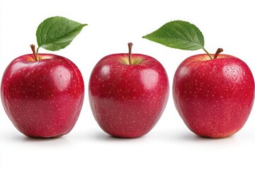 Three red apples isolated on white