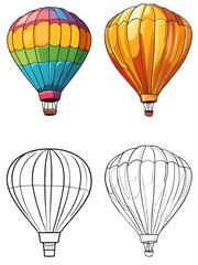 Fototapeta premium Colorful Hot Air Balloons Illustration Set