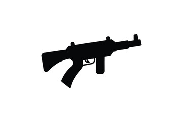 A Simple Black Silhouette of a Submachine Gun on a White Background Featuring a Clean and Modern Silhouette Style silhouette