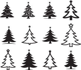Christmas Tree Vector Art, Holiday Silhouette