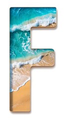 Letter F in the form of sea surf on a white background Alphabet