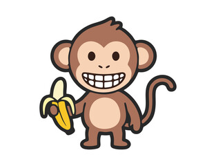 vector of a monkey with a banana in his hand