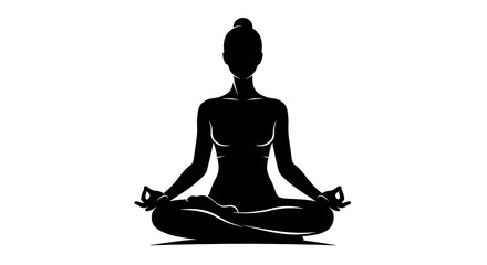 Serene Yoga Meditation Silhouette with Lotus Position
