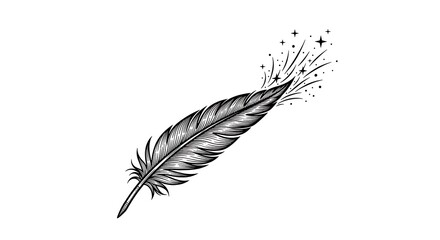Obraz premium Magical Feather Quill with Sparkling Ink 
