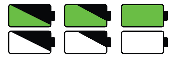 Battery icon set. Battery icons. Battery Status and Charging Vector Icons Set, Power Level Indicators, Low to Full Charge Battery Symbols, Energy and Power Status Vector Icons. Design eps 10. 
