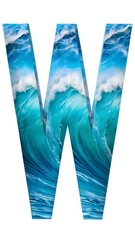 Letter W in the form of sea surf on a white background Alphabet