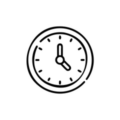 Simple line art clock icon with hour minute hands time symbol