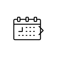 Simple line art icon a calendar with a right arrow symbol date schedule