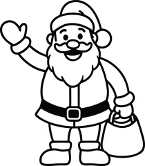 Fototapeta premium Christmas Santa Bag Silhouette Vector, comic, funny, season, merry