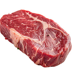Raw beef steak with marbling and fat isolated on a black background isolated on a transparent background