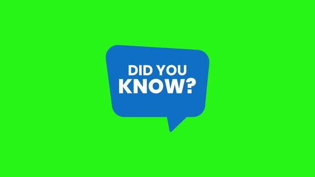 Animated Did you know tag on green screen in 4K resolution