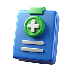Obraz premium 3d medical clipboard with plus sign isolated on transparent background