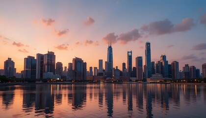 Fototapeta premium seattle skyline at sunset