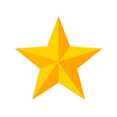 Fototapeta premium Golden five pointed star isolated on transparent background