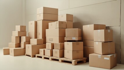 Empty brown box on white background, packaging and moving concept.