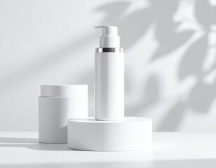 Cosmetic Product Mockup with Leaf Shadows and Light