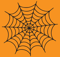 Spider web cobweb template design on orange background