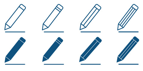 Edit icon set. Notepad edit document with pencil icon. Pencil icon, sign up icon. Business concept note edit pictogram. Editing text file document icons.