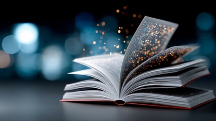Fototapeta premium Book is open to a page with a glowing light effect