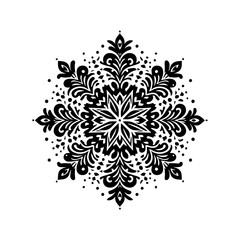 Fototapeta premium Intricate Black Snowflake Mandala Design.