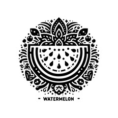 Obraz premium Stylized Black and White Watermelon Mandala Design.