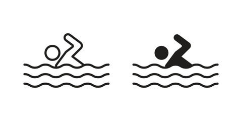 Swimming icon design for signs, logo, apps or website