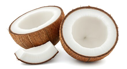 Fresh Coconut Halves and Slice Tropical Fruit Delight
