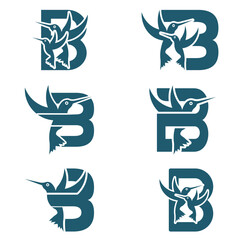 Elegant B Letter Logo with Flying Bird – Modern Animal Alphabet Monogram Design