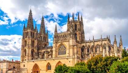 Fototapeta premium A grand cathedral facade under a partly cloudy sky