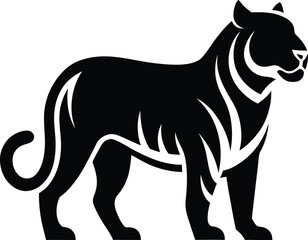 Majestic tiger silhouette icon on a clean white background