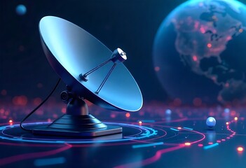 Generative AI Represents advanced communication technology with a satellite dish, connecting the