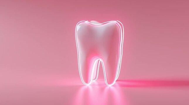 Tooth Render on Pink Background with Glowing Effect