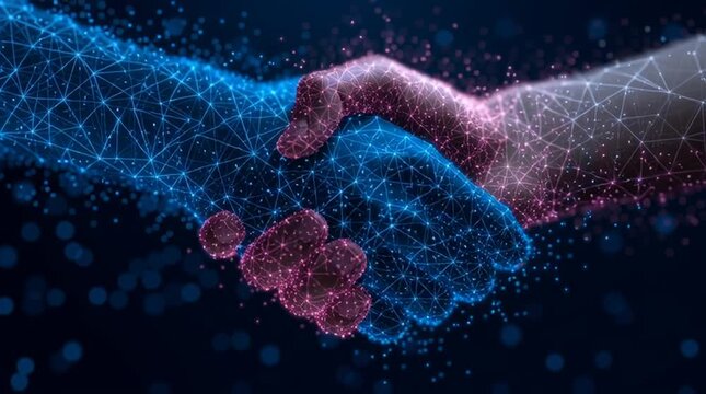 Human and Digital Connection Handshake Between Real and Virtual Hand