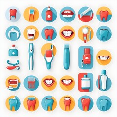 Dental Care Icons – 10 Tooth and Oral Hygiene Vectors on White