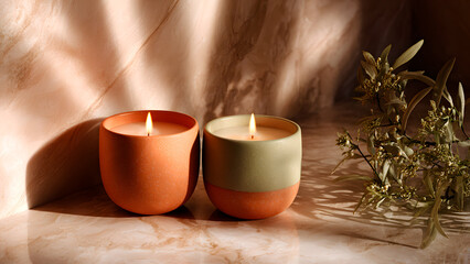 Cozy candles provide soothing light and warmth in a serene setting.