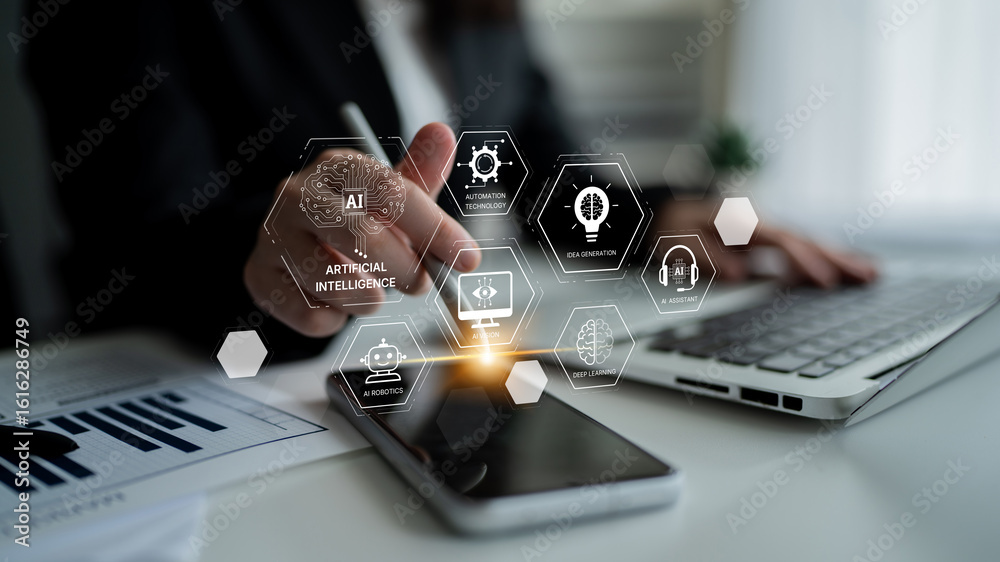 Poster ai learning system involves deep learning, supervised machine learning, and natural language process