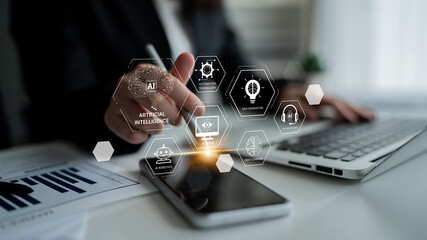 AI learning system involves deep learning, supervised machine learning, and natural language processing. AI learning diagram shows how AI advances learn in automation and data processing. Spline