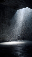 Fototapeta premium Falling Light Particles in a Grey Concrete Room