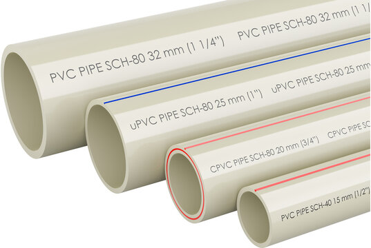 Set of PVC pipes, composite pipe, uPVC pipe, CPVC pipe
