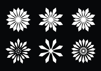 Beautiful white flower shape creation on black background