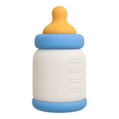 3d baby bottle icon isolated on transparent background. Infant care or feeding concept