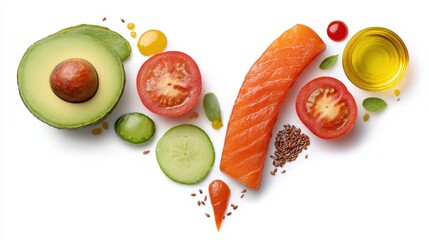 Healthy food forming a heart shape promoting wellness and nutrition