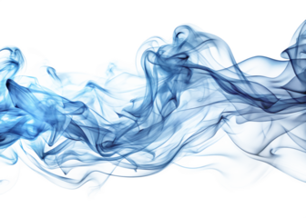 Abstract blue smoke wisps swirling and dancing on a dark background