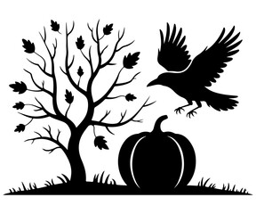 Fototapeta premium Fall Autumn Vector Art, Fall Silhouette