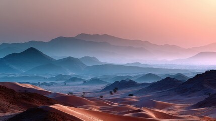 Desert landscape with heat haze effect stylized render